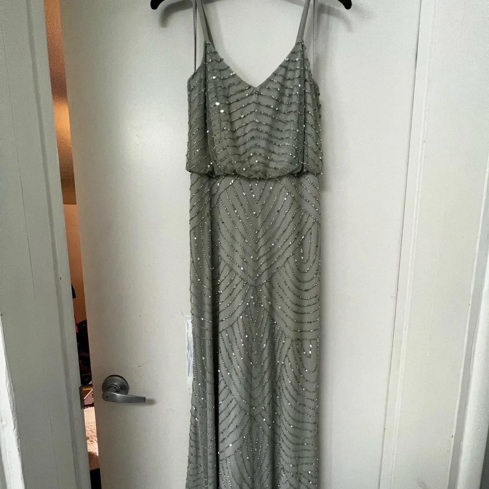 Adrianna Papell Art Deco Beaded Blouson Gown, Mint, size 4 - Picture 3 of 6
